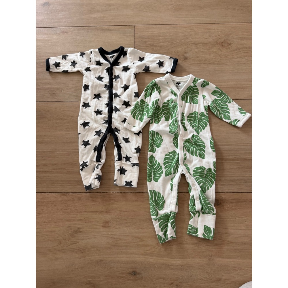 Monica + Andy Organic Cotton Star and Monstera Leaf Sleepers Set of 2 0-3M